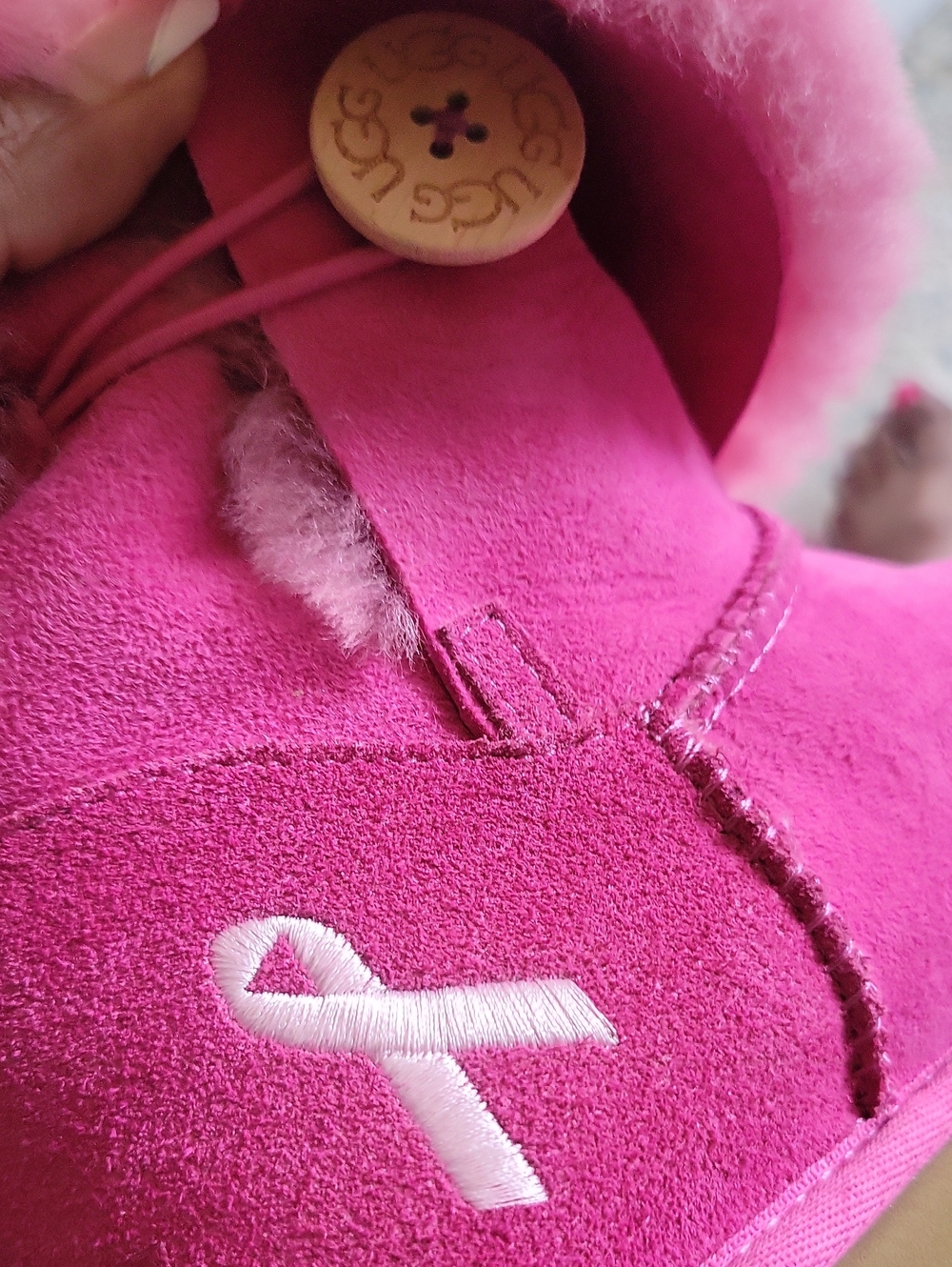 UGG Pink Suede Boot with Ribbon Detail - Picture 7 of 11